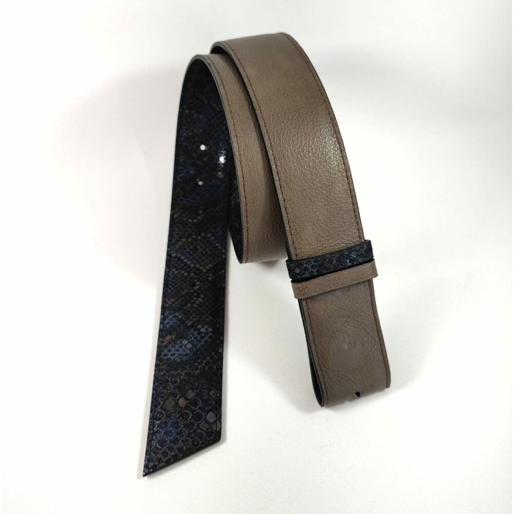 Ceinture reversible femme Motif "python" Bleu  / Gris taupé